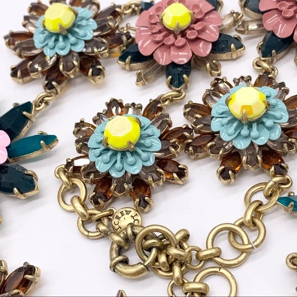 J. Crew Jeweled Flower Link Necklace